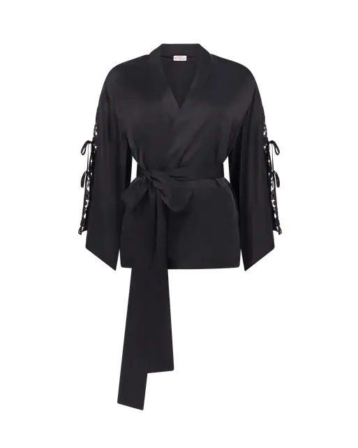 Babsie Short Kimono Black | Agent Provocateur