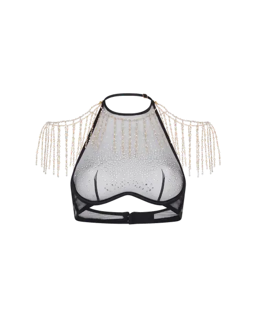 Solar High Neck Underwired Bra Black/Crystal | Agent Provocateur