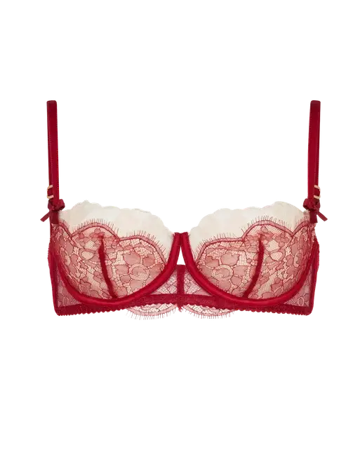 Vitoria Balconette Underwired Bra Burgundy/Blush | Agent Provocateur
