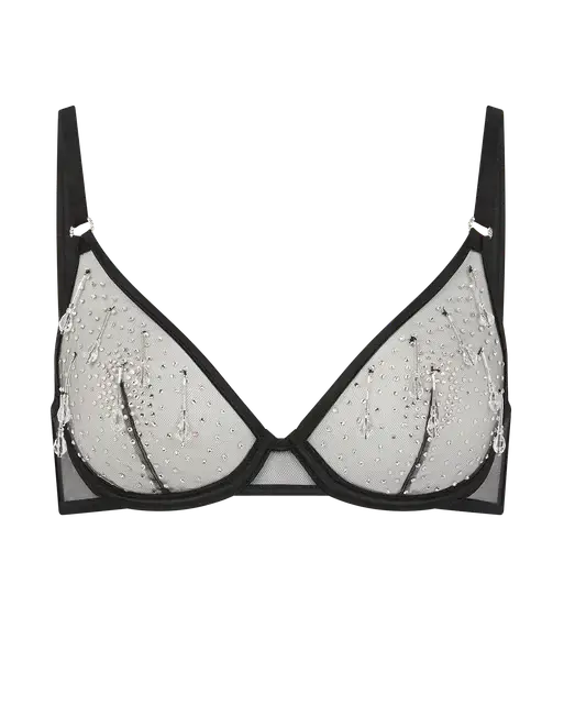 Lunessa Plunge Underwired Bra Black/Clear | Agent Provocateur