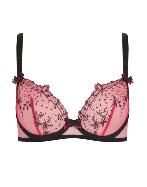 Graice Plunge Underwired Bra Black/Pink | Agent Provocateur