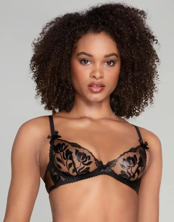 Sparkle Plunge Underwired Bra Black | Agent Provocateur