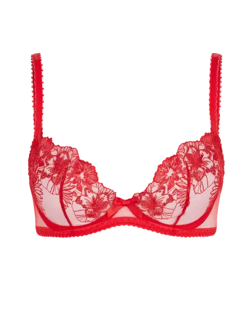 Astria Plunge Underwired Bra Metallic Red | Agent Provocateur