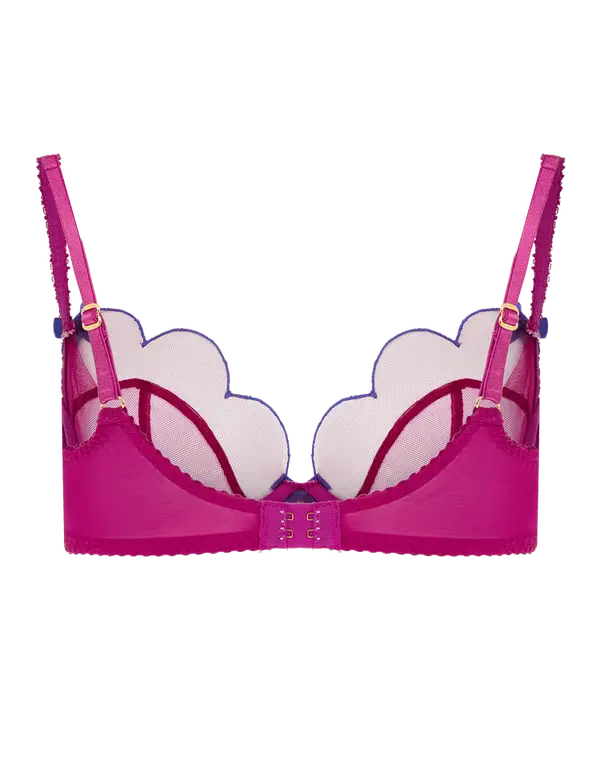 Lorna Plunge Underwired Bra Dark Pink/Cobalt | Agent Provocateur